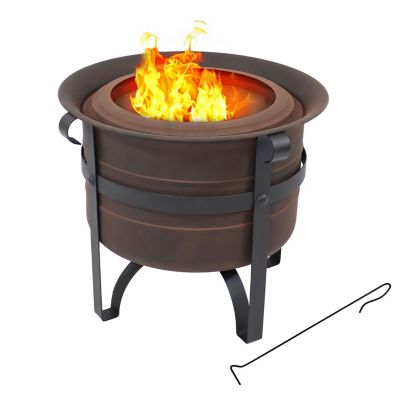 Sunnydaze Decor Cauldron-Style Outdoor Wood-Burning Steel Smokeless Fire Pit with Poker - 23