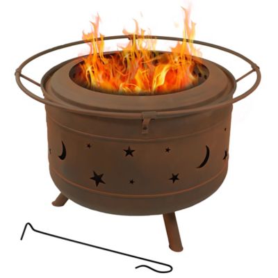 Sunnydaze Decor 30 in. Cosmic Steel Smokeless Wood-Burning Fire Pit with Log Poker and Cover