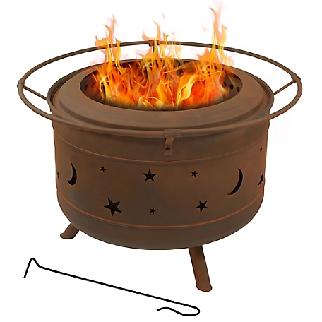 Sunnydaze Decor 30 in Cosmic Steel Smokeless Fire Pit with Log Poker and Cover