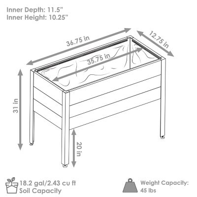 Image showing  18.3 gal. Acacia Raised Garden Bed with Removable Planter Bag