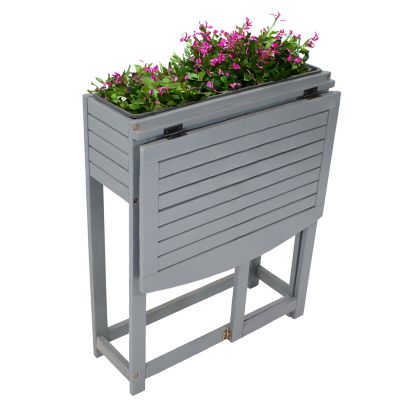 Sunnydaze Decor Acacia Wood Folding Table with Planter Box