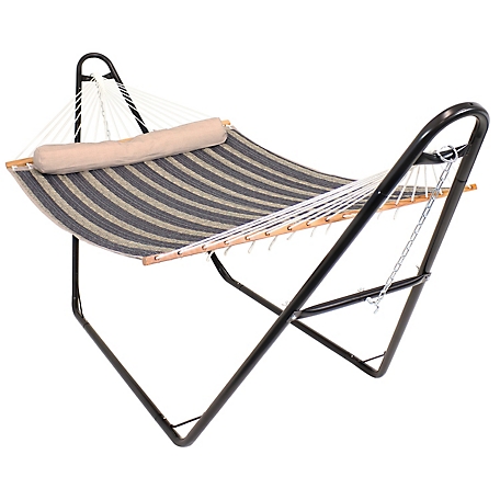 Sunnydaze Decor Double Quilted Fabric Hammock with Universal Steel Stand - 450-Pound Capacity - Mountainside