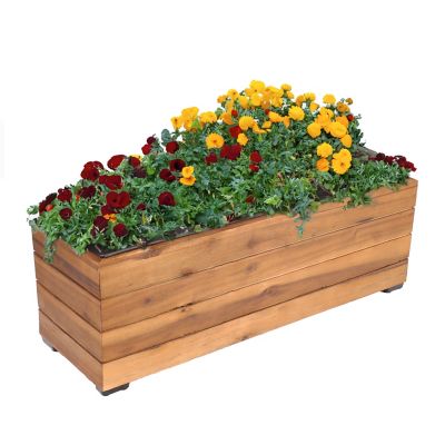 Sunnydaze Decor Indoor/Outdoor Rectangle Acacia Wood Planter Box with Plastic Liner