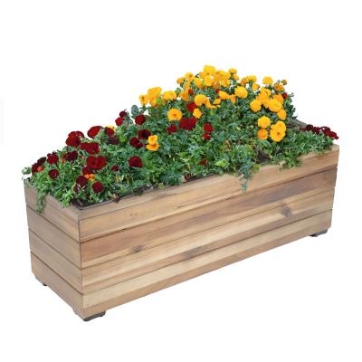 Sunnydaze Decor Indoor/Outdoor Rectangle Acacia Wood Planter Box with Plastic Liner