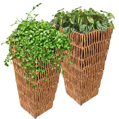 Sunnydaze Decor 11 in. Hyacinth Poly-Wicker Planter