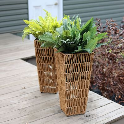 Image showing  11 in. Hyacinth Poly-Wicker Planter