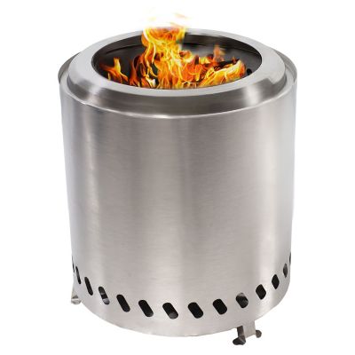 Sunnydaze Decor Tabletop Smokeless Fire Pit with Bag and Poker, Silver