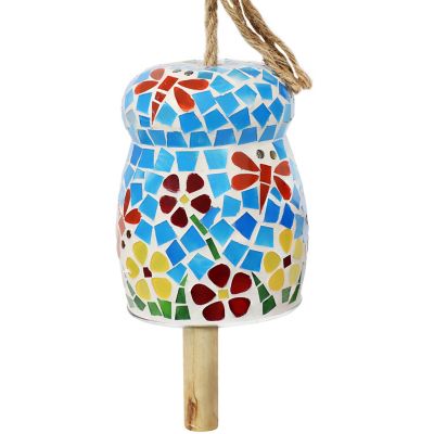 Sunnydaze Decor Outdoor Spring Flowers Mosaic Glass Wind Chime Bell - 7 in.