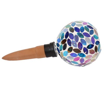 Image showing  Mosaic Glass Watering Globe With Clay Spike, Petals