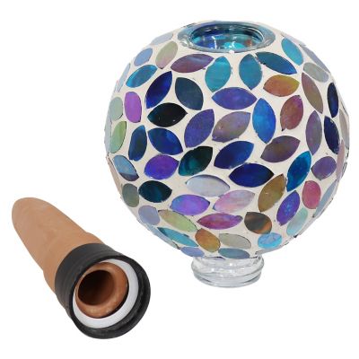 Image showing  Mosaic Glass Watering Globe With Clay Spike, Petals