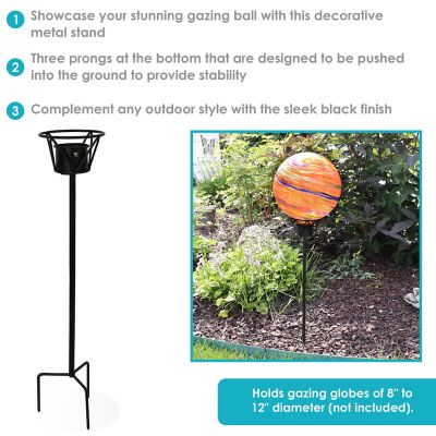 Image showing  Outdoor In-Ground Steel Gazing Globe Stand - 24 in. - Black, ZIB-874