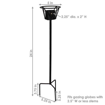 Image showing  Outdoor In-Ground Steel Gazing Globe Stand - 24 in. - Black, ZIB-874