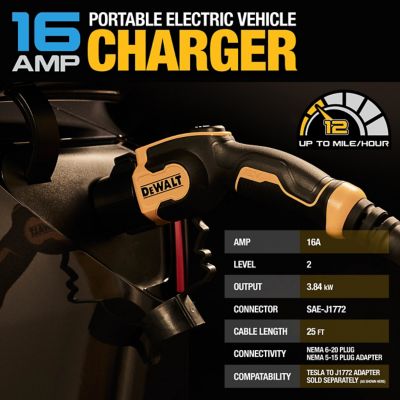 Image showing  16A Portable Electric Vehicle Level 1-2 EV Charger, 120-240V, Outdoor NEMA 6-20 with 5-15 Adapter, 25 ft. Cable