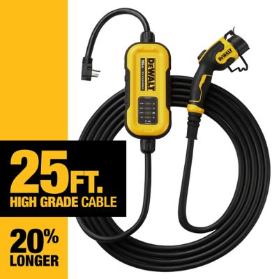 Image showing 5 th DEWALT 16A Portable Electric Vehicle Level 1-2 EV Charger, 120-240V, Outdoor NEMA 6-20 with 5-15 Adapter, 25 ft. Cable