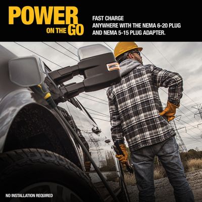 Image showing 7 th DEWALT 16A Portable Electric Vehicle Level 1-2 EV Charger, 120-240V, Outdoor NEMA 6-20 with 5-15 Adapter, 25 ft. Cable