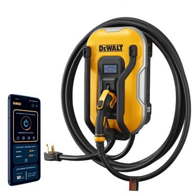 DeWALT Electric Vehicle Level 2 EV Charger 40 Amps 240V App Control Bluetooth & Wi-Fi Outdoor NEMA 14-50 Plug 25ft Cable