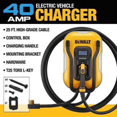 Image showing 8 th DEWALT 40A Electric Vehicle Level 2 EV Charger, 240V, App Control, Bluetooth & Wi-Fi, Outdoor NEMA 14-50 Plug, 25 ft. Cable