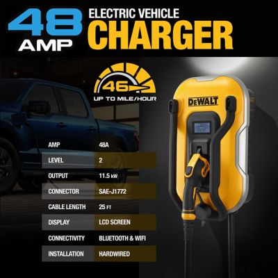 Image showing  48 Amp Electric Vehicle Level 2 EV Charger, 240 V, App Control, Bluetooth & Wi-Fi, Outdoor Hardwired, 25 ft. Cable