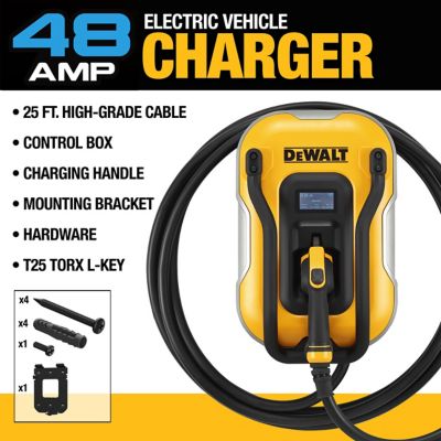 Image showing 8 th DEWALT 48 Amp Electric Vehicle Level 2 EV Charger, 240 V, App Control, Bluetooth & Wi-Fi, Outdoor Hardwired, 25 ft. Cable