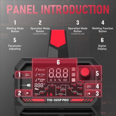 Image showing  110V/220V Dual Voltage 200A Stick/DC TIG/Pulse TIG 3-in-1 Multiprocess TIG Welder