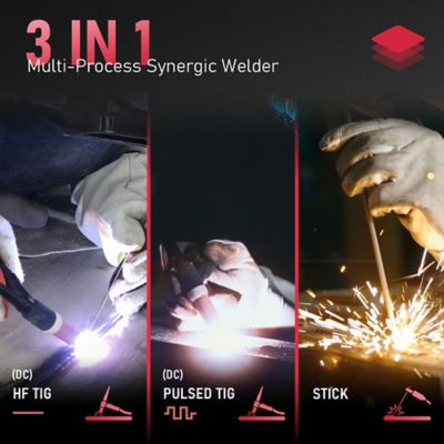 Image showing  110V/220V Dual Voltage 200A Stick/DC TIG/Pulse TIG 3-in-1 Multiprocess TIG Welder