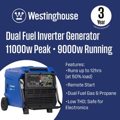 Image showing  11,000/9,000-Watt Dual-Fuel Portable Inverter Generator, Gas/Propane CO Sensor