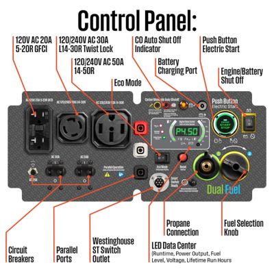 Image showing  11,000/9,000-Watt Dual-Fuel Portable Inverter Generator, Gas/Propane CO Sensor
