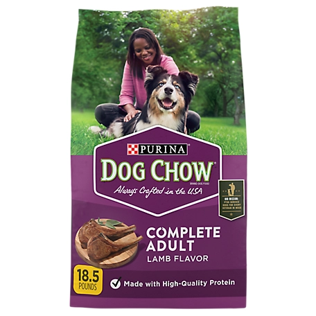 Purina Dog Chow Complete Adult Dry Dog Food Kibble With Lamb Flavor - 18.5 lb. Bag