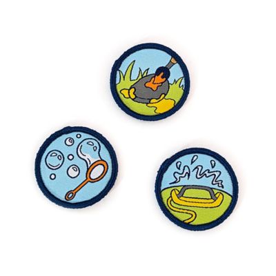 Image showing  Backyard Fun Patches - 3 Colorful EmbroideredHook and LoopPatches