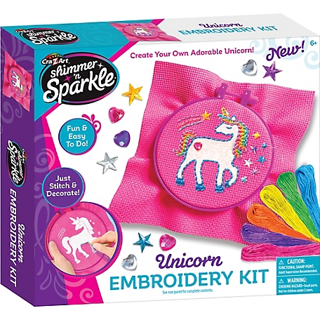 Cra-Z-Art Shimmer 'n Sparkle: Unicorn Embroidery Kit, Kids Ages 6+