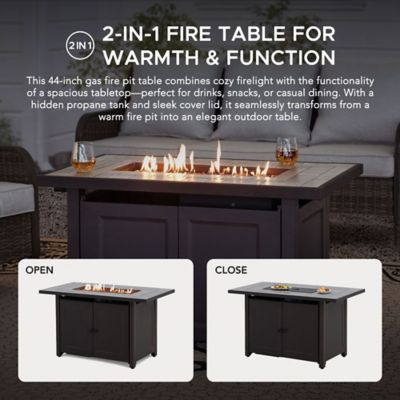 Image showing  Hartnell Rectangular Propane Burning Firepit Table