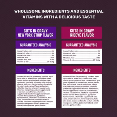 Image showing  Adult Cuts in Gravy New York Strip and Ribeye Flavor Variety Pack Wet Dog Food, 13.2 oz., 24 pk.
