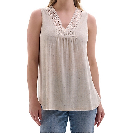 Como Vintage Sleeveless Vneck High-Low Popover With Crochet Detailing