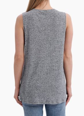 Image showing  Women's V-Neck Sleeveless High-Low Popover Shirt with Crochet Detailing