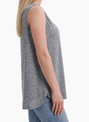 Image showing  Women's V-Neck Sleeveless High-Low Popover Shirt with Crochet Detailing