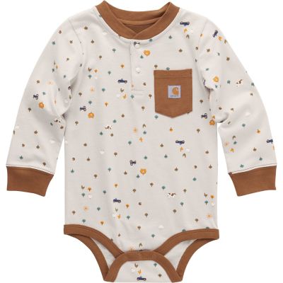 Carhartt Baby Boys' Printed Long-Sleeve Henley Bodysuit