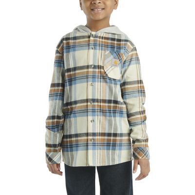 Carhartt Kids' Flannel Button Front Hooded Long-Sleeve Shirt