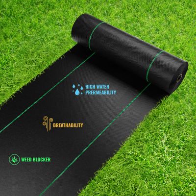 Image showing  4 ft. x 100 ft. Premium Pro Garden Weed Barrier Landscape Fabric, Black, 3.5 oz., Lightweight, Heavy-Duty