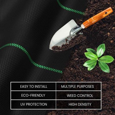 Image showing  4 ft. x 200 ft. Premium Pro Garden Weed Barrier Landscape Fabric, Black, 3.5 oz., Lightweight, Heavy-Duty
