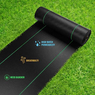 Image showing  6 ft. x 200 ft. Premium Pro Garden Weed Barrier Landscape Fabric, Black, 3.5 oz., Lightweight, Heavy-Duty