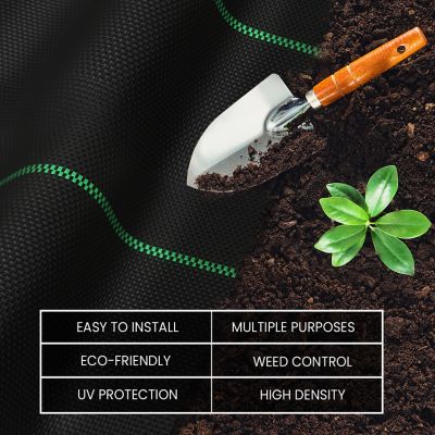 Image showing  6 x 50ft. Premium Pro Garden Weed Barrier Landscape Fabric, Black, 6 oz., Lightweight, Heavy-Duty