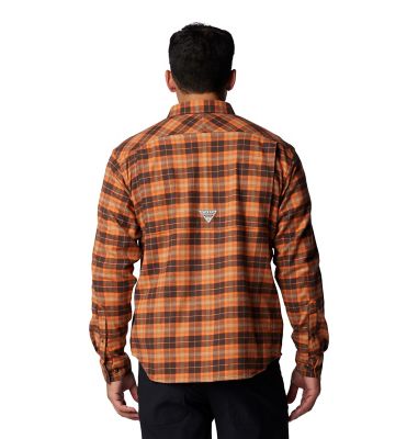 Chemise Columbia PHG Roughtail Flanelle Stretch Homme – Orange à Carreaux – Taille M Neuve