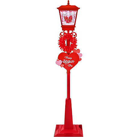 Fraser Hill Farm 70 in. Musical Snowy Valentine's Day Street Lamp Lantern