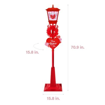 Image showing  70 in. Musical Snowy Valentine's Day Street Lamp Lantern