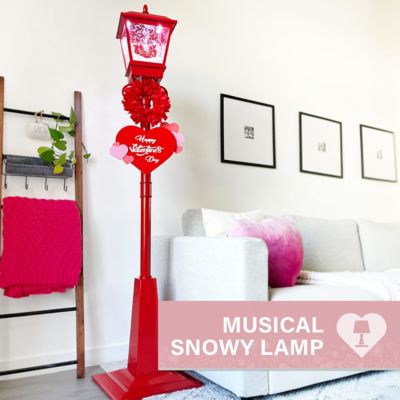 Image showing  70 in. Musical Snowy Valentine's Day Street Lamp Lantern