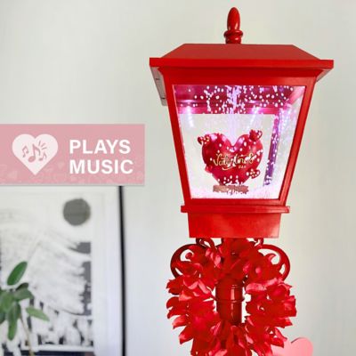 Image showing  70 in. Musical Snowy Valentine's Day Street Lamp Lantern