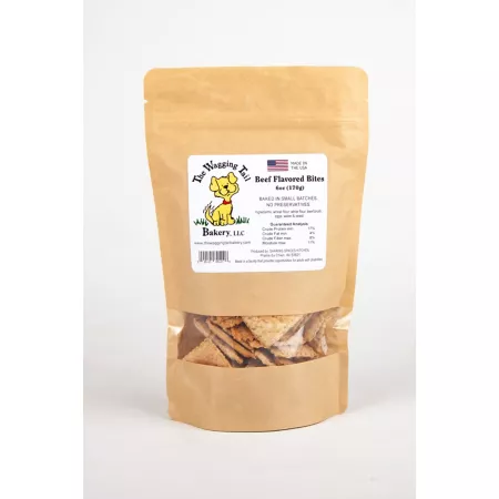 The Wagging Tail Bakery Beef Flavored Hard and Crunchy Treat Made with Natural Ingredients and No Preservatives 6 oz. Dog Biscuits & Cookies