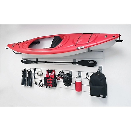 CrownWall 8ft. x 4ft, Kayak Organization Slat Wall Kit, White