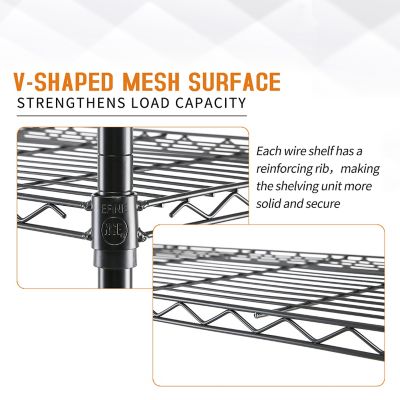 Image showing  5-Tier 48 in. x 72 in. x 18 in. Heavy-Duty Metal Wire Storage Shelving Unit with Casters NSF Certified, Black