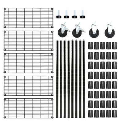Image showing  5-Tier 48 in. x 72 in. x 18 in. Heavy-Duty Metal Wire Storage Shelving Unit with Casters NSF Certified, Black